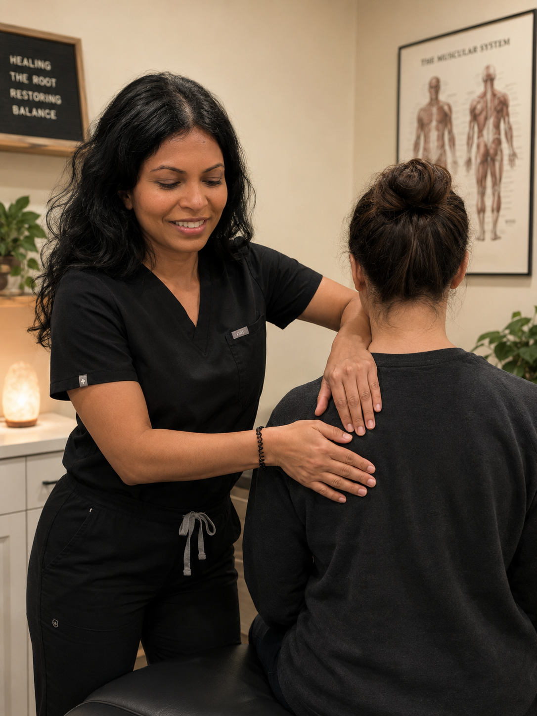Dr. Nelly Singh performing osteopathic manipulative treatment